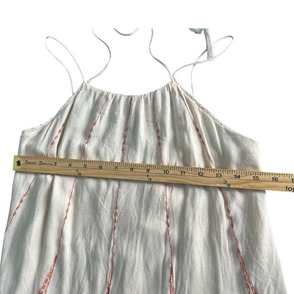 Maverick Sz S Boho Embroidered Rayon Mini Dress Cream Pink Beach Resort - Picture 6 of 8